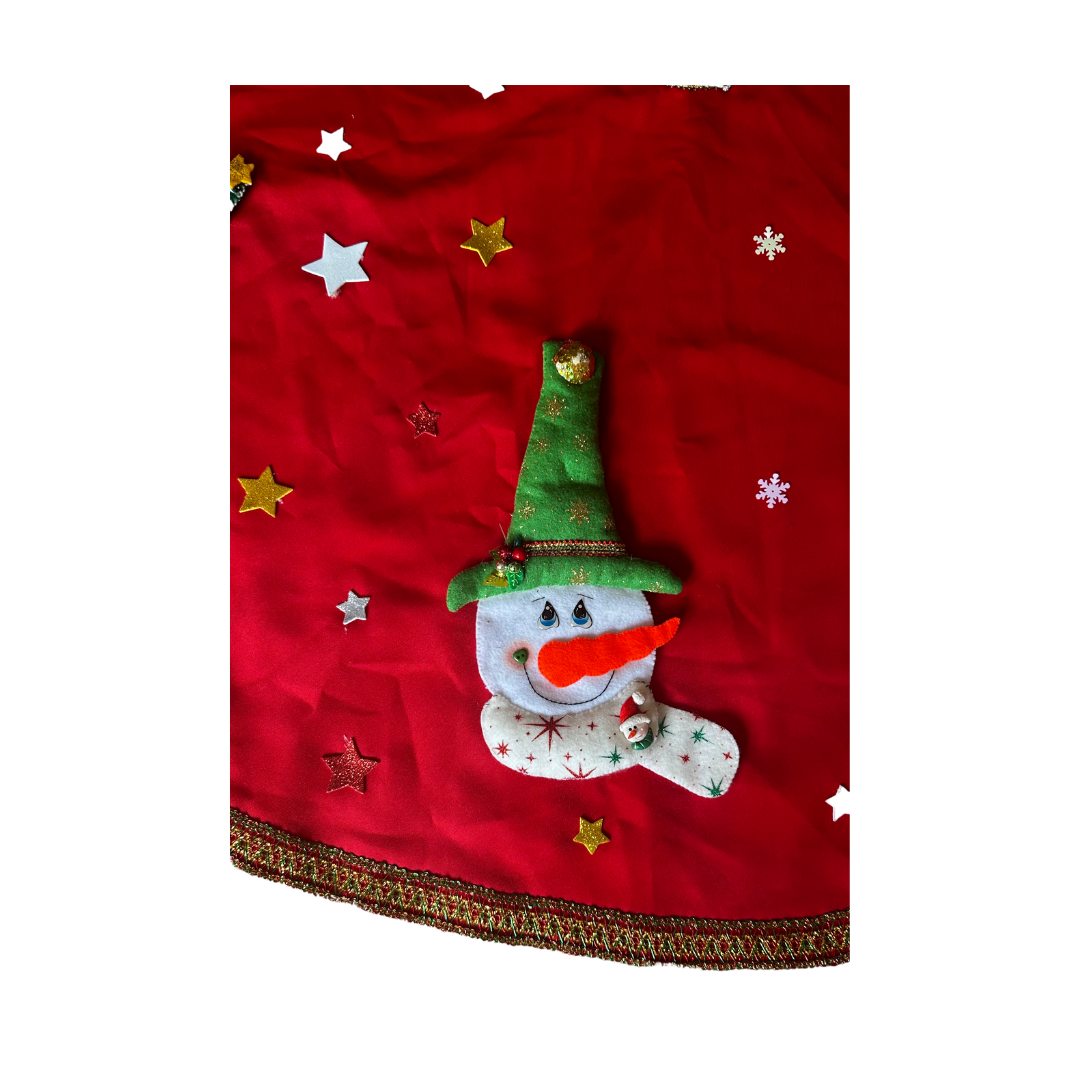 Handmade Felt Christmas Tree Skirt – Santa & Friends Holiday Decor