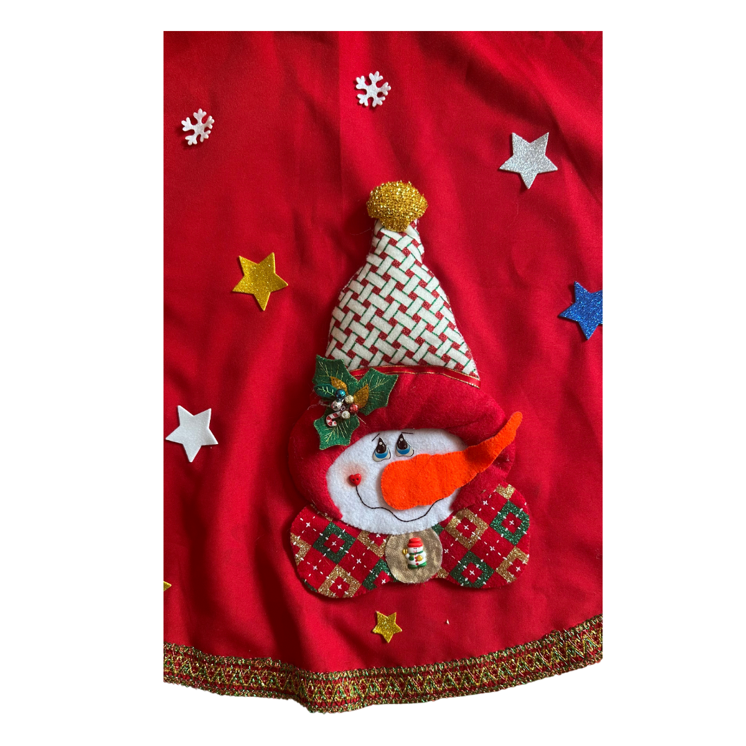 Handmade Felt Christmas Tree Skirt – Santa & Friends Holiday Decor