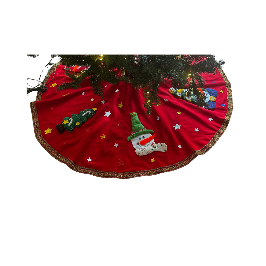 Handmade Felt Christmas Tree Skirt – Santa & Friends Holiday Decor