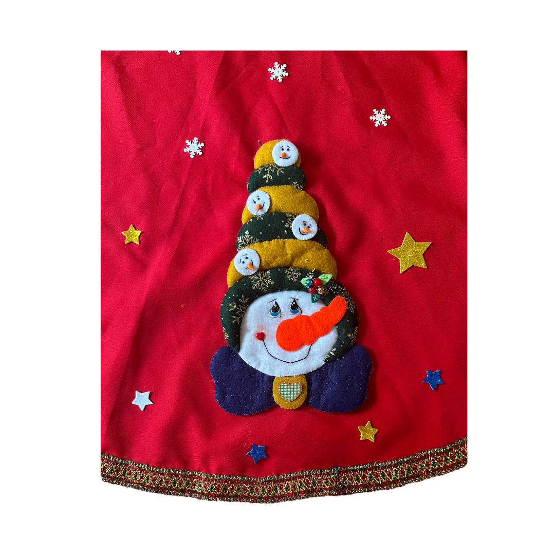 Handmade Felt Christmas Tree Skirt – Santa & Friends Holiday Decor