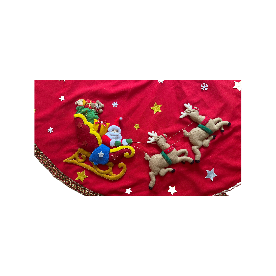 Handmade Felt Christmas Tree Skirt – Santa & Friends Holiday Decor
