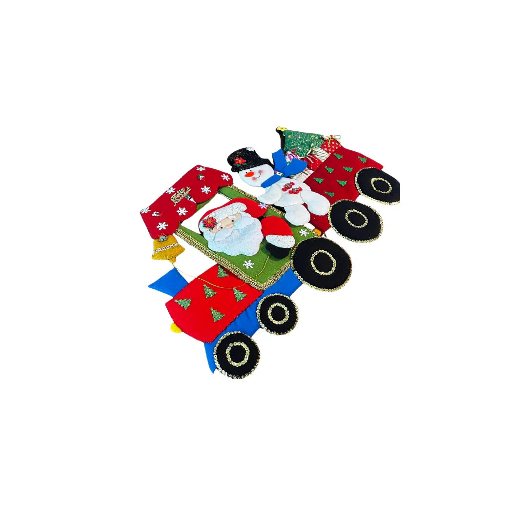 Handmade Christmas Train Wall Hanging – Santa & Snowman Felt Decoration | Mi Tierra Crafts Mi Tierra Crafts