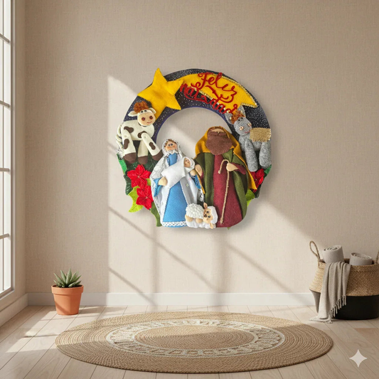 Handmade Nativity Felt Wreath Mi Tierra Crafts