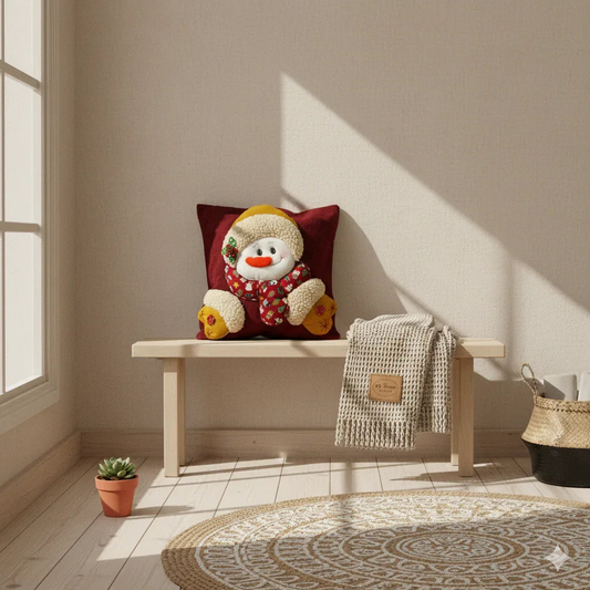 Snowman Embroidered Holiday Cushion Mi Tierra Crafts