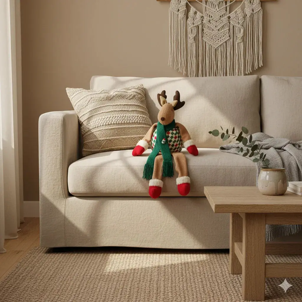 Handmade Shelf Sitter  🦌 Cozy Holiday Reindeer Mi Tierra Crafts