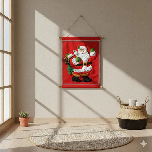 Handmade 🎅 Santa Claus  Christmas Felt Banner Mi Tierra Crafts