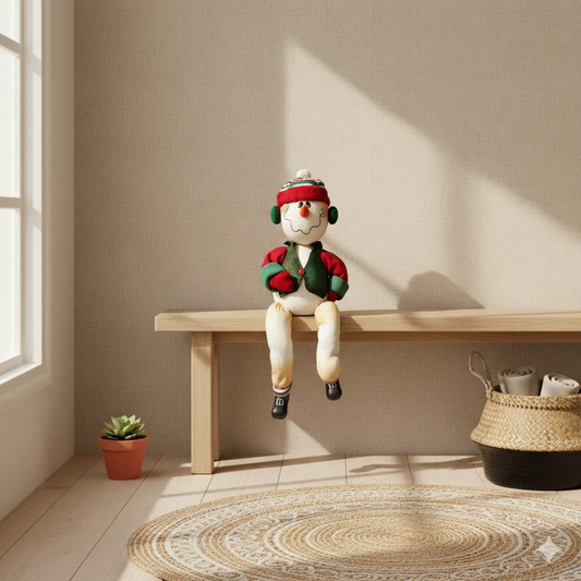 Handmade 18" Sitter Snowman Plush Mi Tierra Crafts