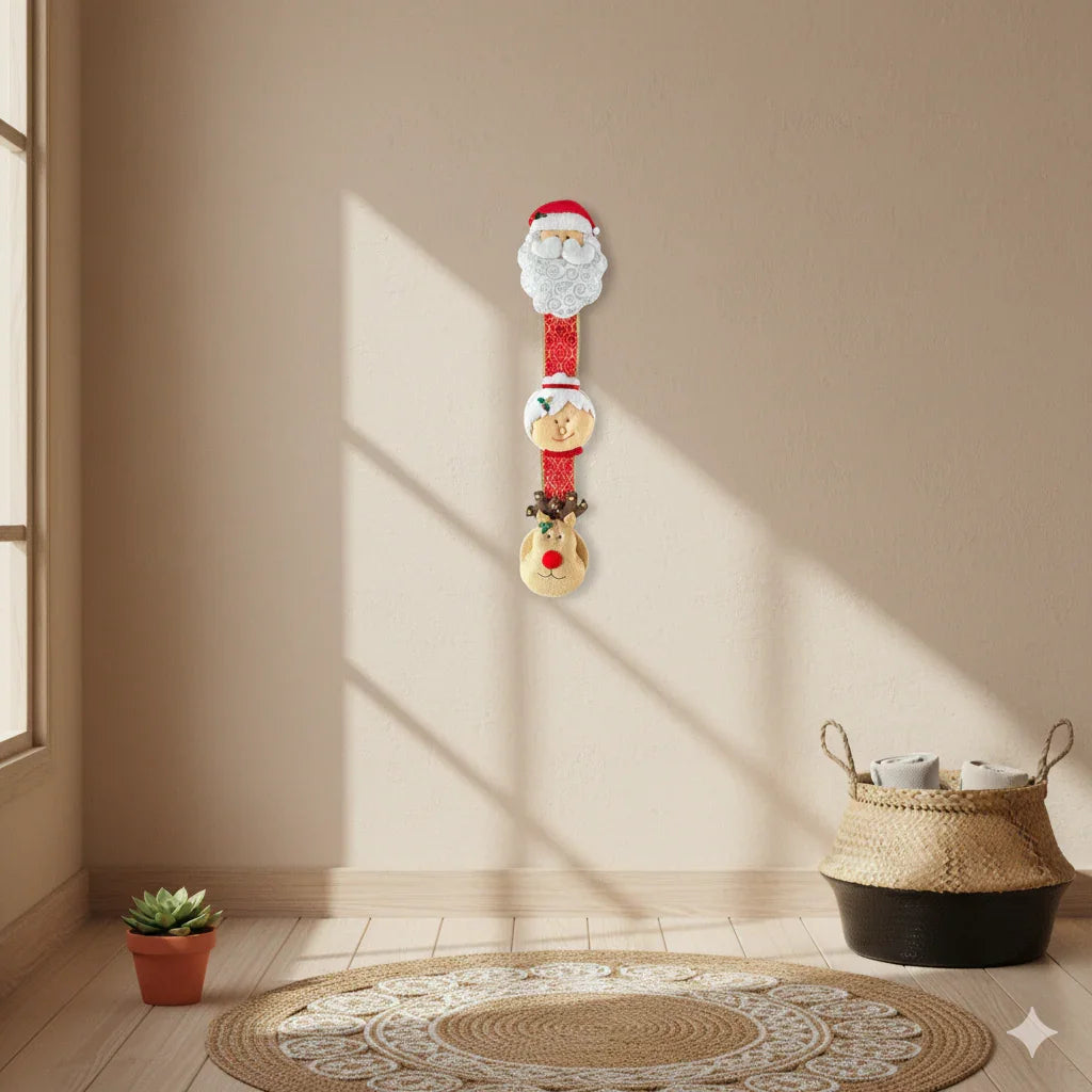 Handmade 🎅 Christmas Trio Decoration – Santa, Mrs. Claus & Reindeer in Felt Mi Tierra Crafts