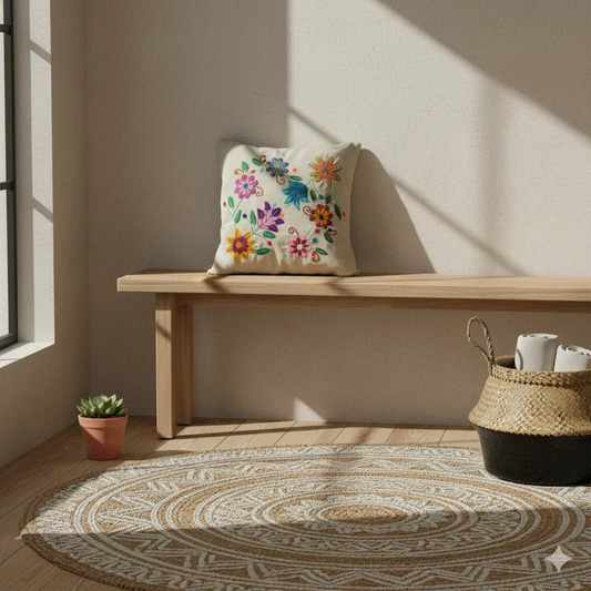 Handmade Embroidered Cushion  cover Mi Tierra Crafts