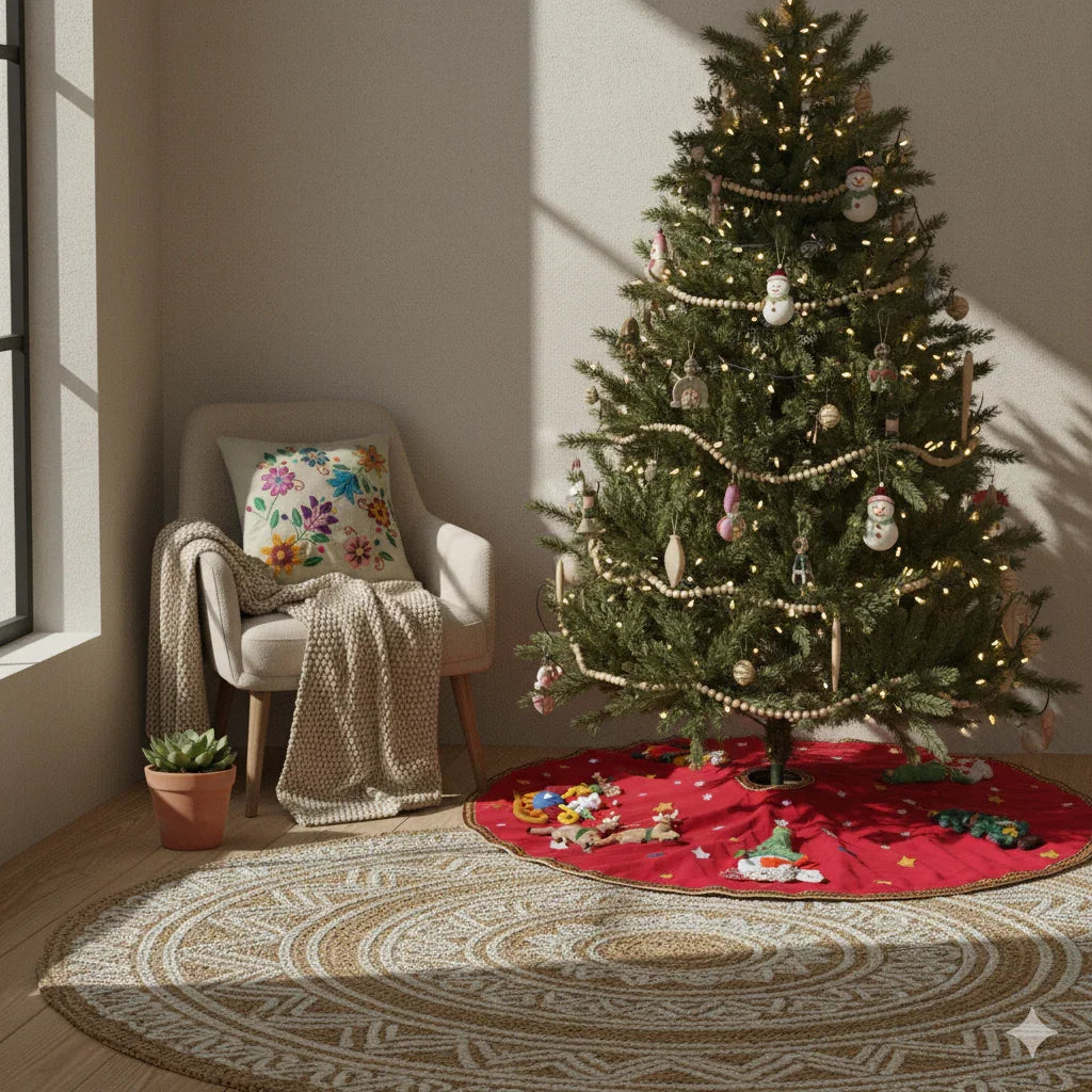 Handmade Felt Christmas Tree Skirt – Santa & Friends Holiday Decor Mi Tierra Crafts