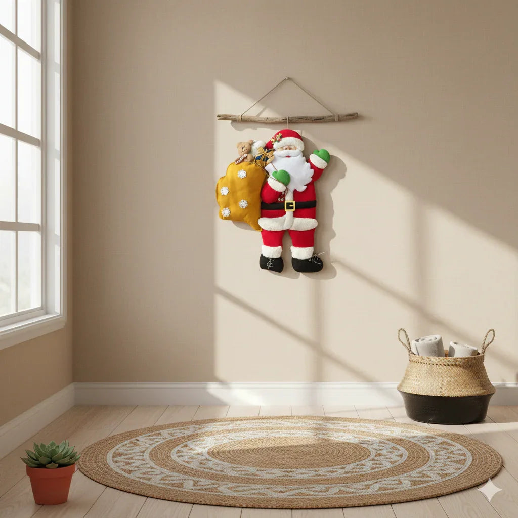 Handmade Santa Claus Decoration – Felt Christmas Ornament with Gift Sack Mi Tierra Crafts